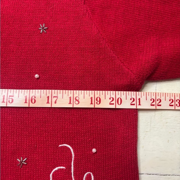 Vintage Christmas Cardigan Sweater North Pole Train Toys Ugly Side Medium Beaded - Picture 3 of 7